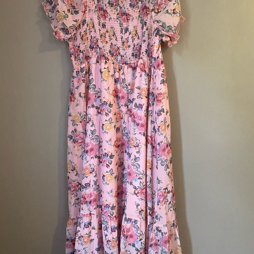 Shein Curve Floral Print Printed Ruffle Hem Maxi Women's Dress 4XL (20) NEW - Picture 3 of 6